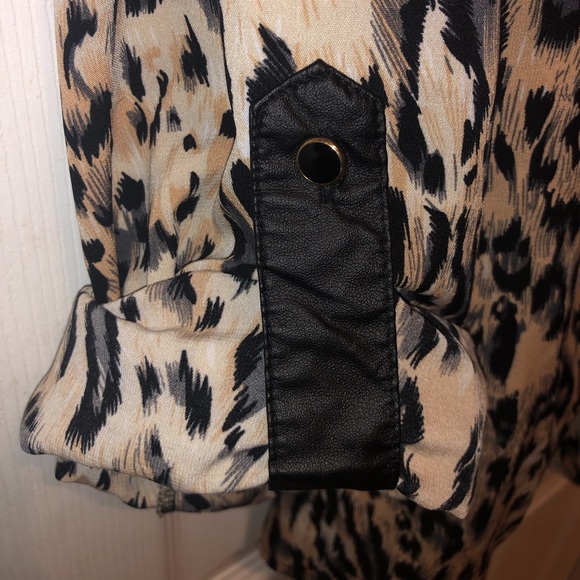 Elementz Animal Print Blouse with Banded Collar - Picture 6 of 6